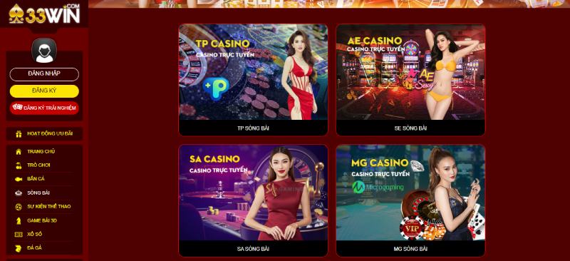 Casino 33win đa dạng lựa chọn